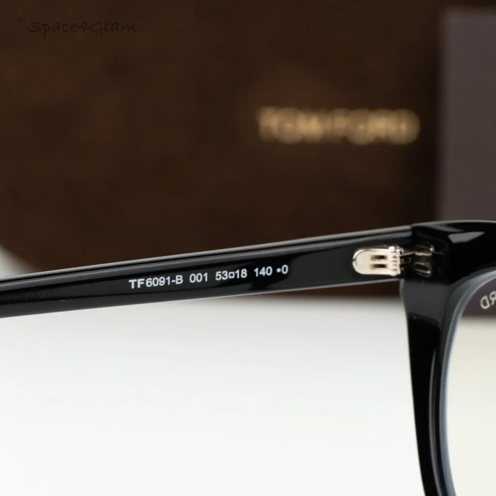 Tom Ford Women Eyeglasses Black Blue Block Cat Eye FT6091-B 001 NEW AUTHENTIC